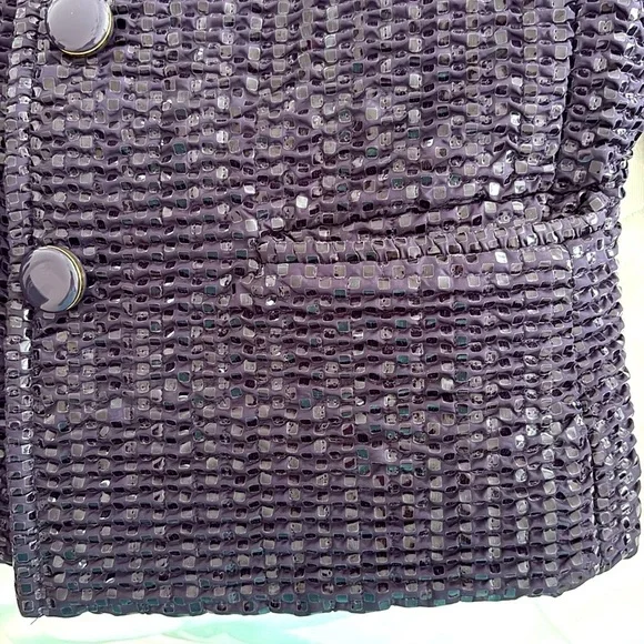 NWOT Carlisle Textured Dark Purple Lined Blazer. Decorative Buttons. Size 6 - Picture 8 of 14